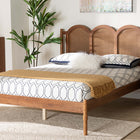 Baxton Studio Thatcher Mid-Century Modern Walnut Brown Finished Wood Queen Size Platform Bed with Woven Rattan