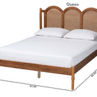 Baxton Studio Thatcher Mid-Century Modern Walnut Brown Finished Wood Queen Size Platform Bed with Woven Rattan