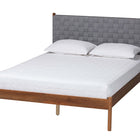 Baxton Studio Estela Mid-Century Modern Grey Woven Fabric and Walnut Brown Wood Queen Size Platform Bed