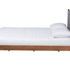 Baxton Studio Estela Mid-Century Modern Grey Woven Fabric and Walnut Brown Wood Queen Size Platform Bed