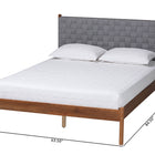 Baxton Studio Estela Mid-Century Modern Grey Woven Fabric and Walnut Brown Wood Queen Size Platform Bed