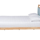 Baxton Studio Mateo Modern and Contemporary Baby Blue Fabric and Natural Wood Queen Size Platform Bed
