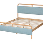 Baxton Studio Mateo Modern and Contemporary Baby Blue Fabric and Natural Wood Queen Size Platform Bed