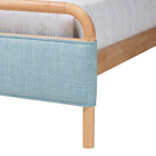 Baxton Studio Mateo Modern and Contemporary Baby Blue Fabric and Natural Wood Queen Size Platform Bed