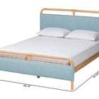 Baxton Studio Mateo Modern and Contemporary Baby Blue Fabric and Natural Wood Queen Size Platform Bed