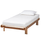 Baxton Studio Bolivia Mid-Century Modern Walnut Brown Wood Expandable Twin to King Bed Frame