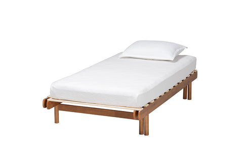 Baxton Studio Bolivia Mid-Century Modern Walnut Brown Wood Expandable Twin to King Bed Frame