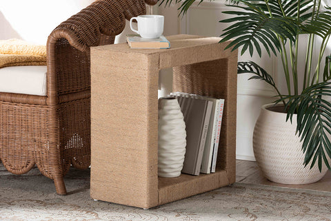 bali & pari Adonica Modern Bohemian Natural Brown Jute and Wood End Table
