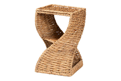 bali & pari Pelleas Modern Bohemian Natural Brown Seagrass and Wood End Table