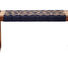 bali & pari Prunella Modern Bohemian Two-Tone Navy Blue and Natural Brown Seagrass and Acacia Wood Accent Bench