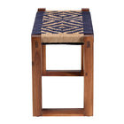 bali & pari Prunella Modern Bohemian Two-Tone Navy Blue and Natural Brown Seagrass and Acacia Wood Accent Bench