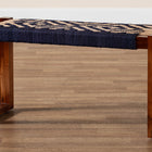 bali & pari Prunella Modern Bohemian Two-Tone Navy Blue and Natural Brown Seagrass and Acacia Wood Accent Bench
