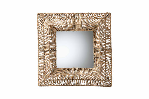bali & pari Collice Modern Bohemian Metal and Natural Brown Seagrass Accent Wall Mirror