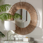 bali & pari Leala Modern Bohemian Metal and Natural Brown Seagrass Accent Wall Mirror