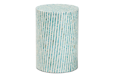 Baxton Studio Draven Modern Bohemian White and Blue Mother of Pearl End Table