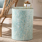 Baxton Studio Draven Modern Bohemian White and Blue Mother of Pearl End Table