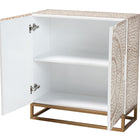 Baxton Studio Ercilia Modern Bohemian White and Rustic Brown Mother of Pearl Storage Cabinet