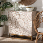 Baxton Studio Ercilia Modern Bohemian White and Rustic Brown Mother of Pearl Storage Cabinet