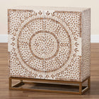 Baxton Studio Ercilia Modern Bohemian White and Rustic Brown Mother of Pearl Storage Cabinet