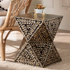 Baxton Studio Feronia Modern Bohemian Black and Bronze Mother of Pearl End Table