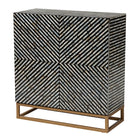 Baxton Studio Belenus Modern Bohemian Two-Tone Black and Grey Mother of Pearl and Gold Metal Storage Cabinet