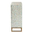 Baxton Studio Quintus Modern Bohemian Multicolor Mother of Pearl and Gold Metal Storage Cabinet