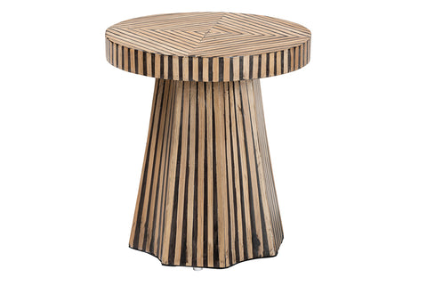 Baxton Studio Devika Modern Bohemian Two-Tone Natural and Dark Brown Bamboo End Table