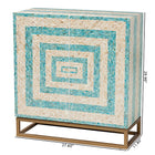 Baxton Studio Utari Modern Bohemian Two-Tone Beige and Blue Mother of Pearl and Gold Metal Storage Cabinet