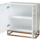 Baxton Studio Utari Modern Bohemian Two-Tone Beige and Blue Mother of Pearl and Gold Metal Storage Cabinet