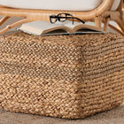 bali & pari Marella Modern Bohemian Natural Brown Seagrass Accent Footstool