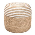 bali & pari Nequiel Modern Bohemian Natural Brown Seagrass and Woven Rope Ottoman Footstool