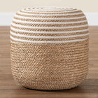 bali & pari Nequiel Modern Bohemian Natural Brown Seagrass and Woven Rope Ottoman Footstool