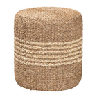 bali & pari Wickham Modern Bohemian Natural Brown Seagrass Ottoman Footstool