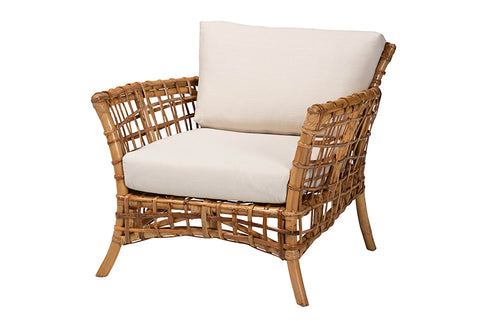 bali & pari Babette Modern Bohemian Natural Brown Rattan Arm Chair