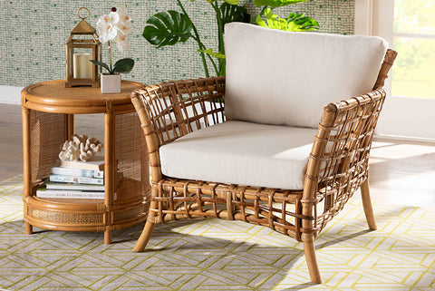 bali & pari Babette Modern Bohemian Natural Brown Rattan Arm Chair