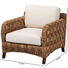 bali & pari Vevina Modern Bohemian Dark Brown Mahogany Wood and Woven Seagrass Arm Chair