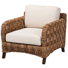 bali & pari Vevina Modern Bohemian Dark Brown Mahogany Wood and Woven Seagrass Arm Chair
