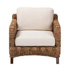 bali & pari Vevina Modern Bohemian Dark Brown Mahogany Wood and Woven Seagrass Arm Chair