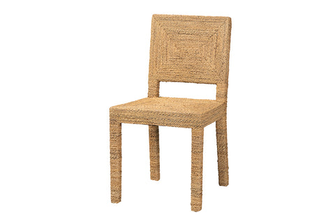 bali & pari Anfield Modern Bohemian Natural Seagrass and Mahogany Wood Dining Chair