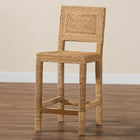 bali & pari Anfield Modern Bohemian Natural Seagrass and Mahogany Wood Counter Stool