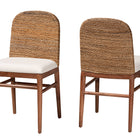 bali & pari Nadim Modern Bohemian Natural Seagrass and Acacia Wood 2-Piece Dining Chair Set