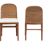 bali & pari Nadim Modern Bohemian Natural Seagrass and Acacia Wood 2-Piece Dining Chair Set