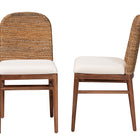 bali & pari Nadim Modern Bohemian Natural Seagrass and Acacia Wood 2-Piece Dining Chair Set