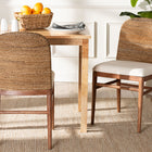 bali & pari Nadim Modern Bohemian Natural Seagrass and Acacia Wood 2-Piece Dining Chair Set