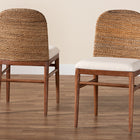 bali & pari Nadim Modern Bohemian Natural Seagrass and Acacia Wood 2-Piece Dining Chair Set