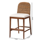 bali & pari Nadim Modern Bohemian Seagrass and Acacia Wood Counter Stool