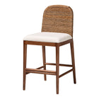 bali & pari Nadim Modern Bohemian Seagrass and Acacia Wood Counter Stool