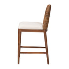 bali & pari Nadim Modern Bohemian Seagrass and Acacia Wood Counter Stool