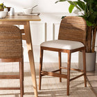 bali & pari Nadim Modern Bohemian Seagrass and Acacia Wood Counter Stool