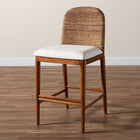 bali & pari Nadim Modern Bohemian Seagrass and Acacia Wood Counter Stool
